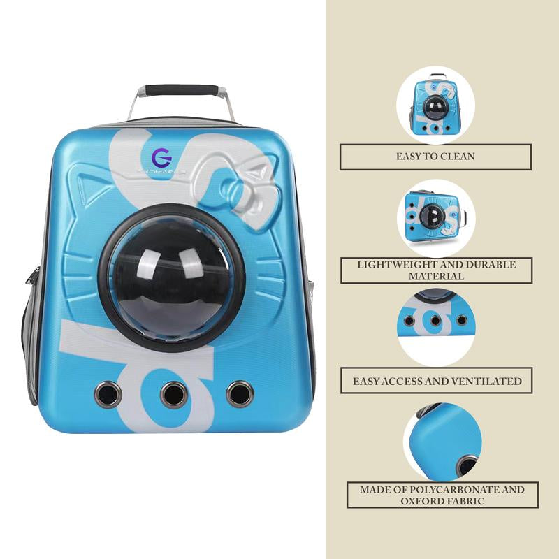 GENMARKS Airline Approved Bubble Cat Backpack for Small to Medium Dogs and Cats – Ideal for Hiking, Travel, and Outdoor Activities, Blue