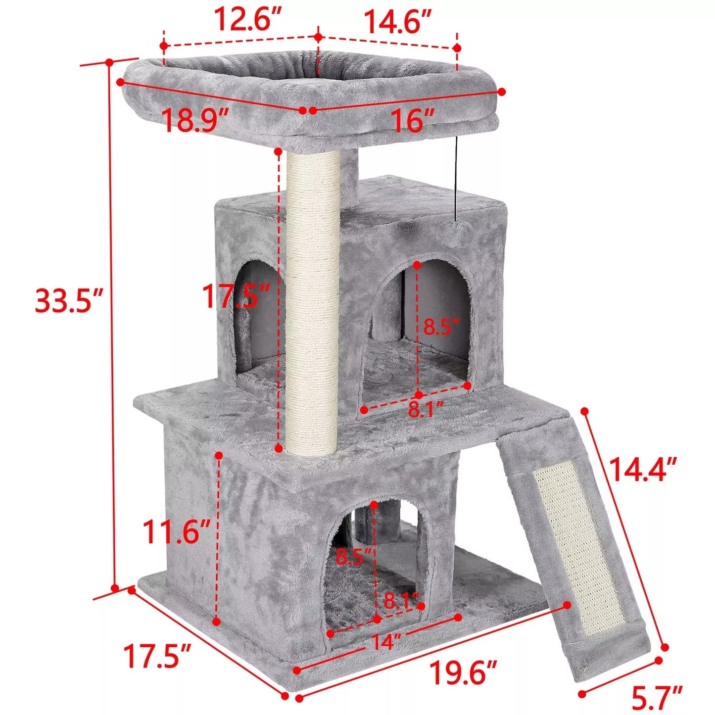 34"Cat Tree Tower Great for Multiple Cats Scratcher Play House Condo Pet House