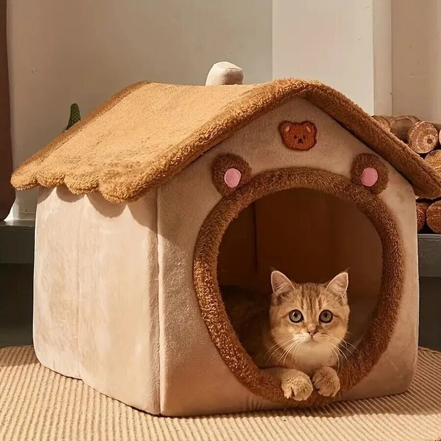 Foldable Pet House Removable Washable Cat House Puppy Cave Sofa Pet Bed House Fo
