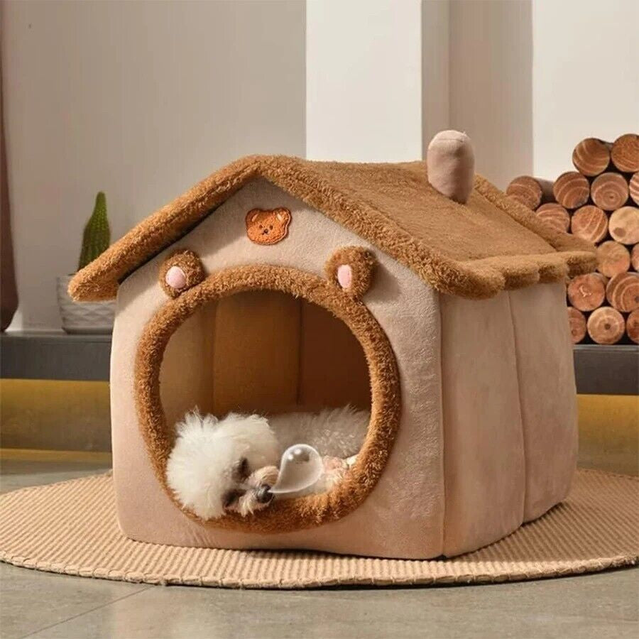 Foldable Pet House Removable Washable Cat House Puppy Cave Sofa Pet Bed House Fo