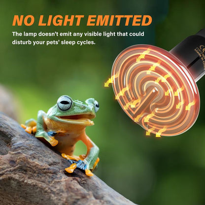 Simple Deluxe 75W Ceramic Heat Emitter 2-Pack, Reptile Heat Lamp No Light Emitting Heat Bulbs for Amphibian Terrarium, Bearded Dragon Lizard Snake Turtle, Brooder Coop Incubating Chicken
