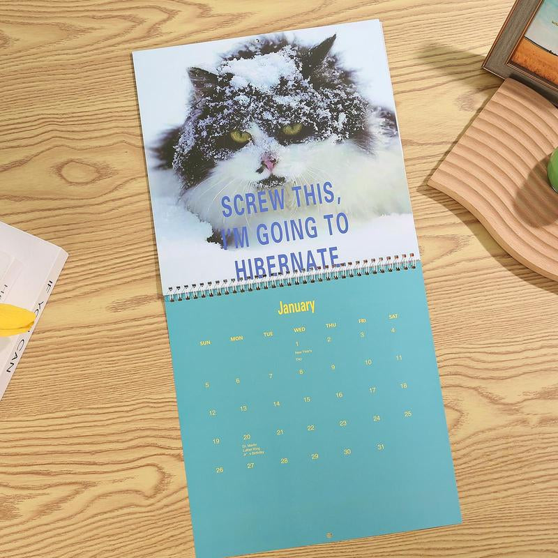 2025 Creative Cats Calendar with Angry Cat Pattern - Humorous Decor for Home, Office, Dormitory, and School