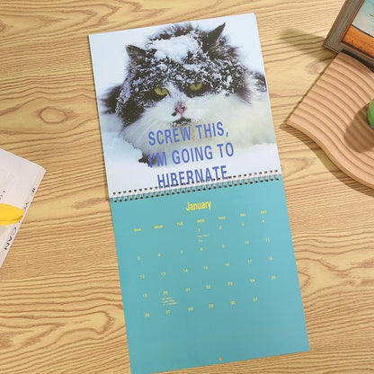 2025 Creative Cats Calendar with Angry Cat Pattern - Humorous Decor for Home, Office, Dormitory, and School
